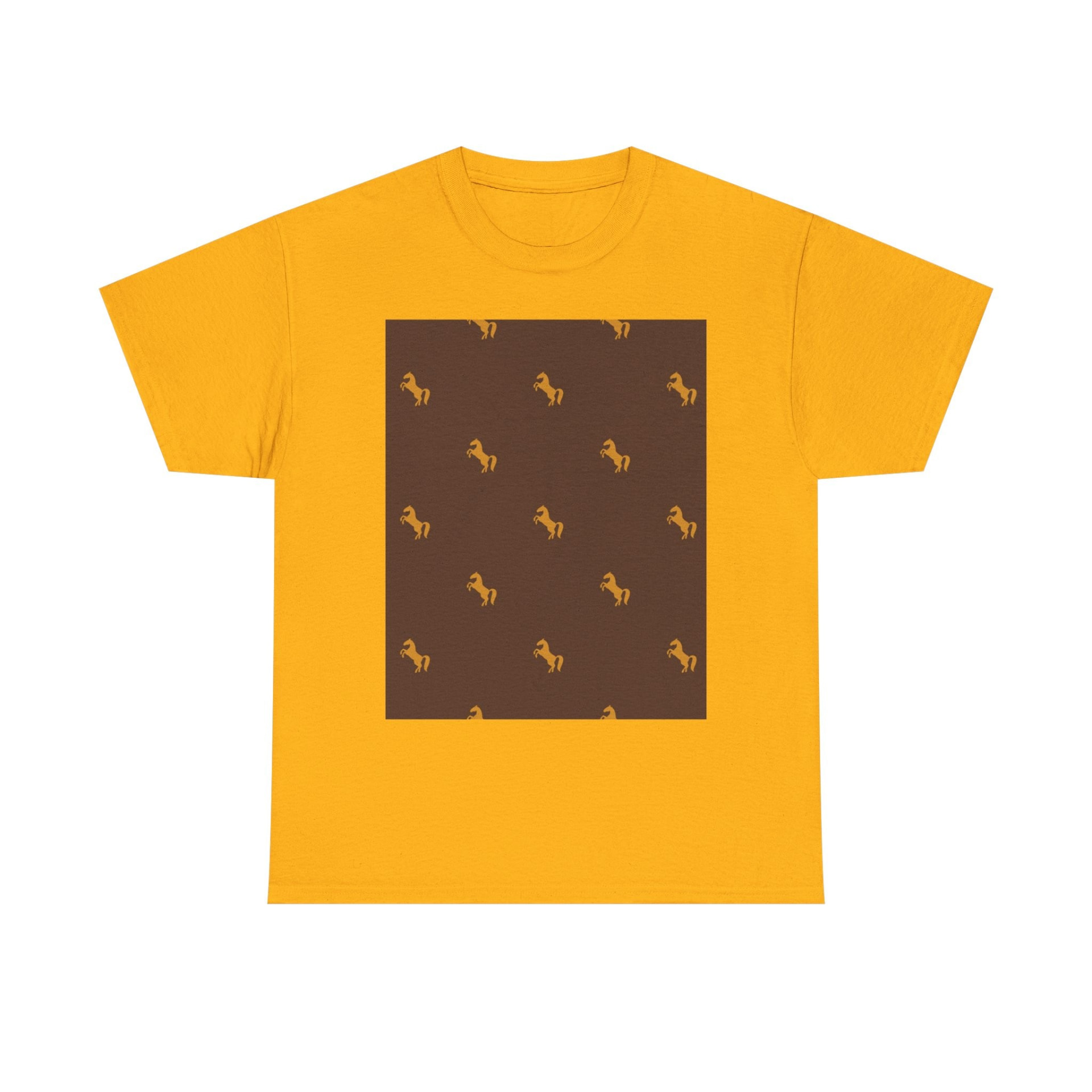 Golden Horse Pattern Tee · Gold