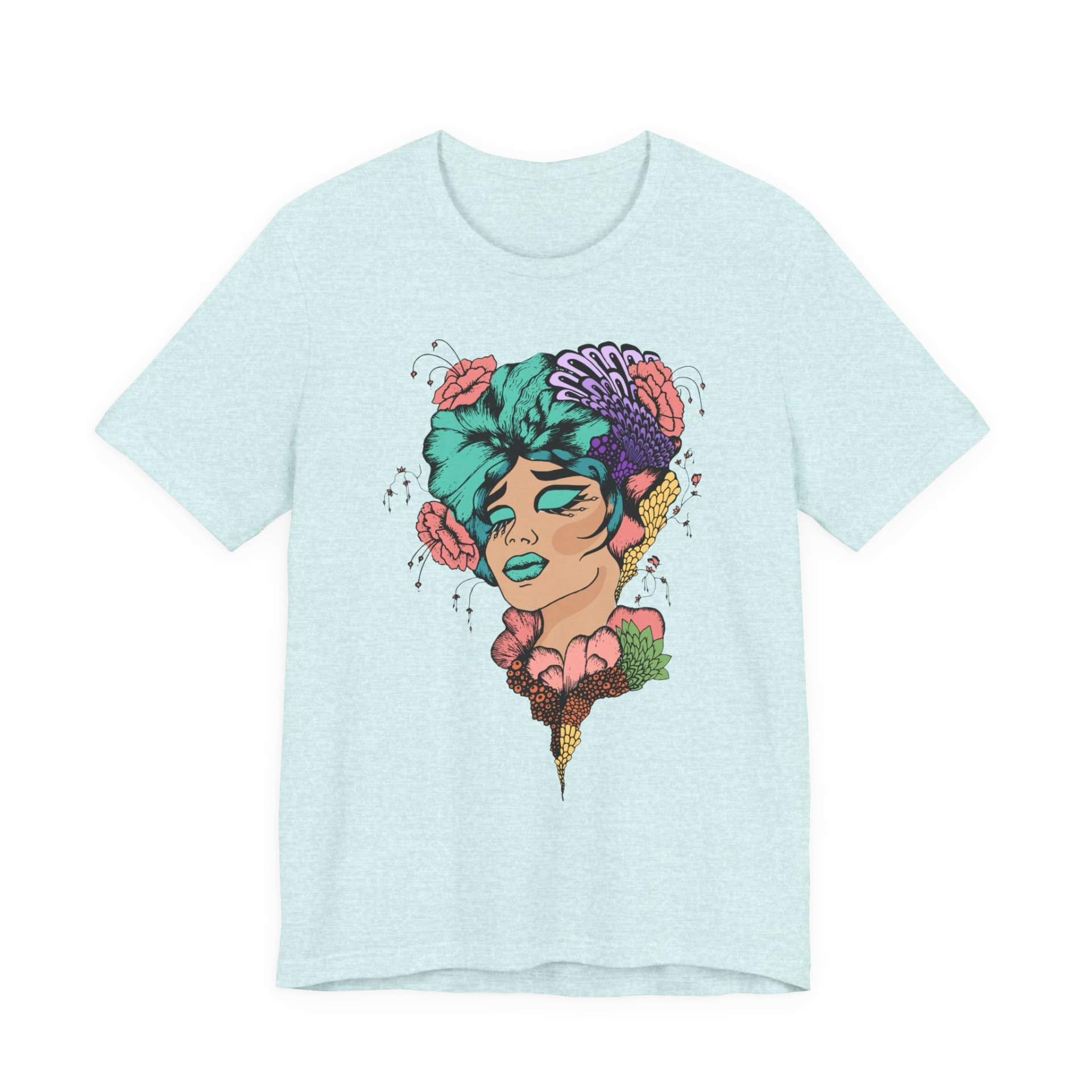 Floral Goddess Tee · Heather Ice Blue