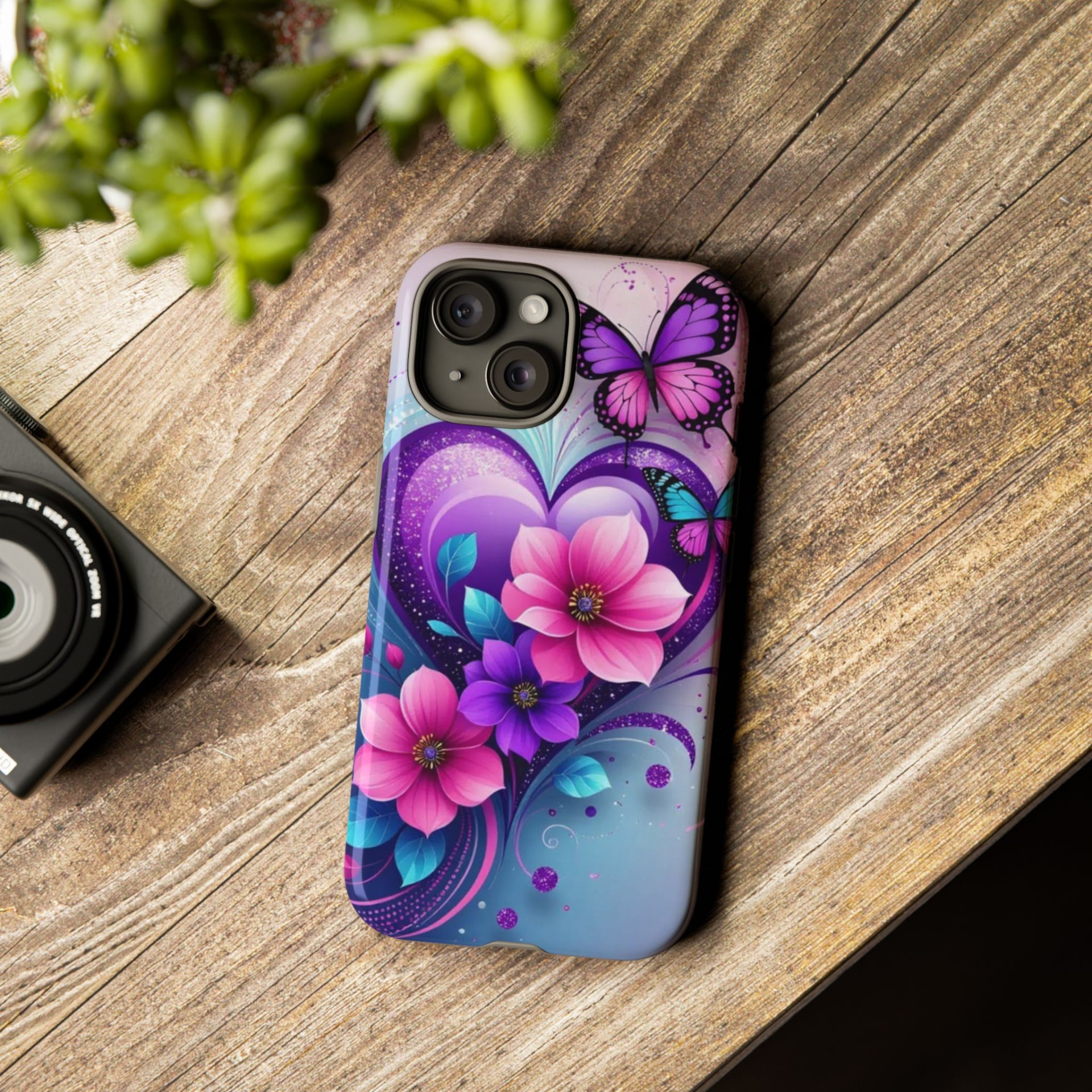Butterfly Heart Floral Phone Case