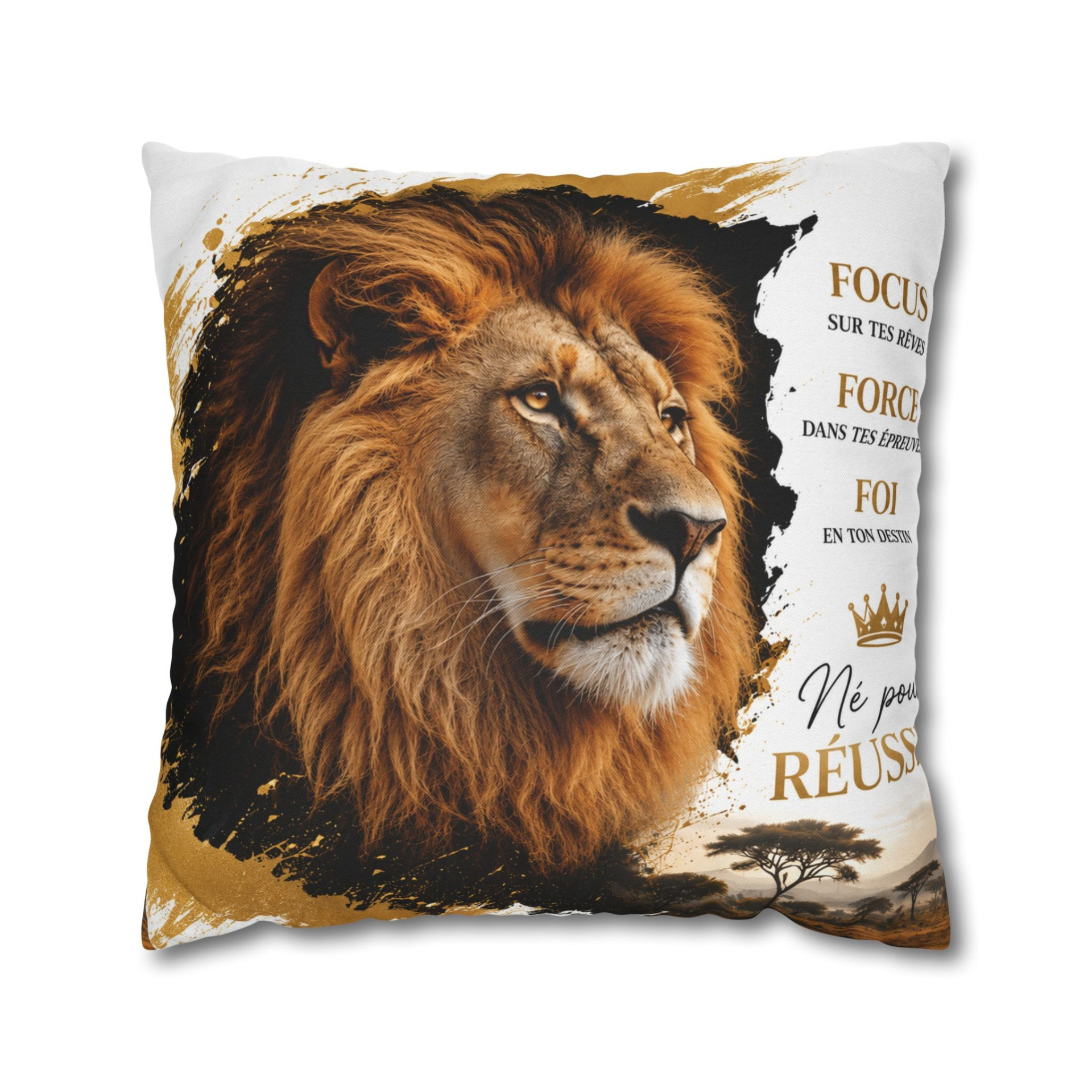 Né pour Réussir Lion Pillow Cover