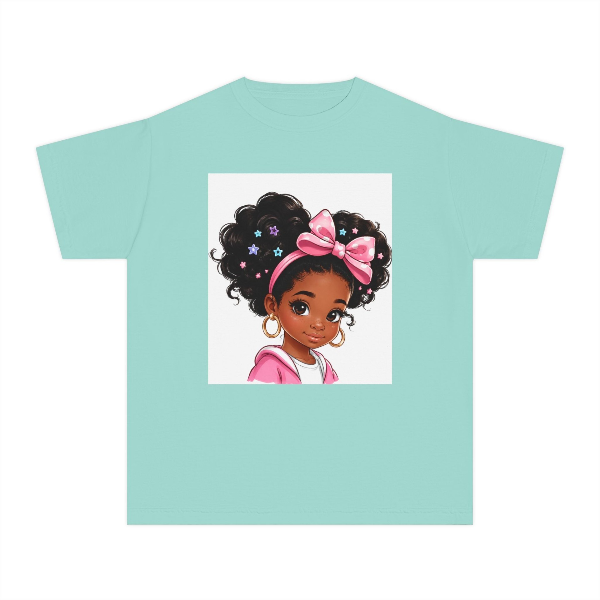 Curly Cutie Pink Bow Youth Tee
